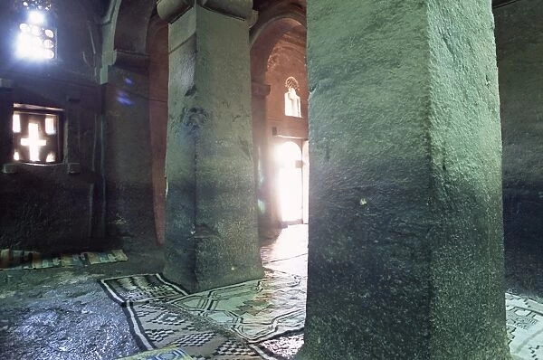 Interior of Christian church of Bieta Medani Alem (Bieta Medhane Alem), Lalibela, UNESCO World Heritage Site, Wollo region, Ethiopia