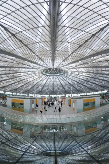 Framed Print : Interior of circular concourse and roof of the spectacular new Shanghai South Railway Station in 2007, Shanghai Framed Print : Interior of circular concourse and roof of the spectacular new Shanghai South Railway Station in 2007, Shanghai