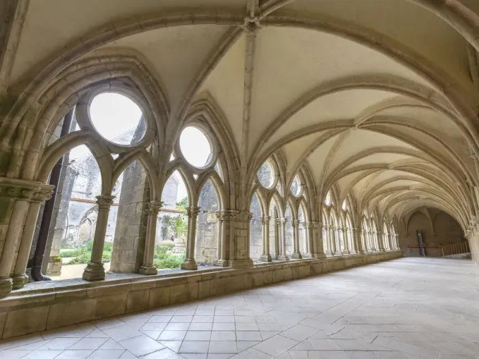 Framed Print : Interior of the cloister portico of the 12th century Noirlac Cistercian Abbey, Cher, Centre-Val del Loire, France, Europe Framed Print : Interior of the cloister portico of the 12th century Noirlac Cistercian Abbey, Cher, Centre-Val del Loire, France, Europe