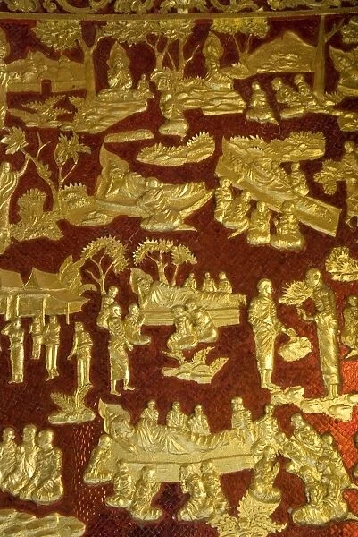 Interior deocrative panels, Wat Sen, Luang Prabang, Laos, Indochina, Southeast Asia, Asia