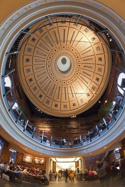 Interior dome in the Grand Food Hall of Quincy Market, Boston, Massachusetts