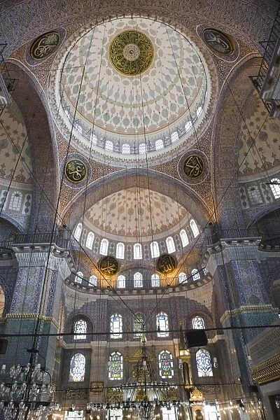 Interior, dome, New Mosque, Istanbul, Turkey, Europe