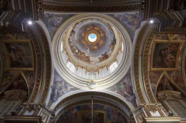 Interior of dome, St. Pauls Cathedral, Mdina, Malta, Europe