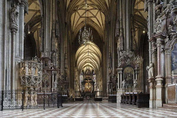 The interior of Domkirche Saint Stephan Cathedral, Vienna, Austria, Europe