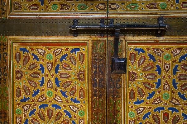 Interior door detail, Moulay Ismail Mausoleum, Medina, Meknes, Morocco, North Africa, Africa