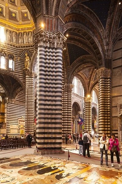 Interior of (Duomo di Siena) (Siena Cathedral), dating from the mid-14th century