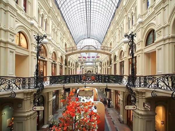 Interior of the GUM Shopping Centre on Red Square, Moscow, Russia, Europe