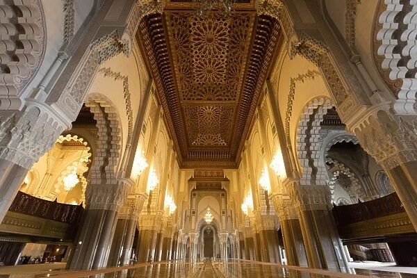 Interior of the Hassan II Mosque (Grande Mosque Hassan II), Casablanca, Morocco