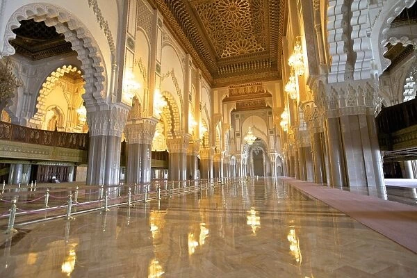 Interior of Hassan ll Mosque, Casablanca, Morocco, North Africa, Africa