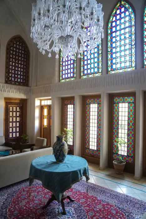Framed Print : Interior of late 18th century Qajar mansion, now Serai Ameriha Hotel, Kashan, Iran Framed Print : Interior of late 18th century Qajar mansion, now Serai Ameriha Hotel, Kashan, Iran