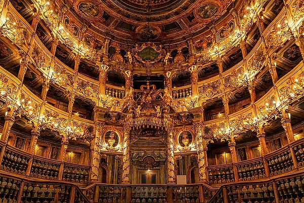 Interior of the Margravial Opera House, UNESCO World Heritage Site, Bayreuth, Bavaria, Germany, Europe
