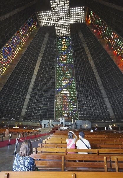 Interior of Metropolitan Cathedral of St. Sebastian, Centro, Rio de Janeiro, Brazil, South America