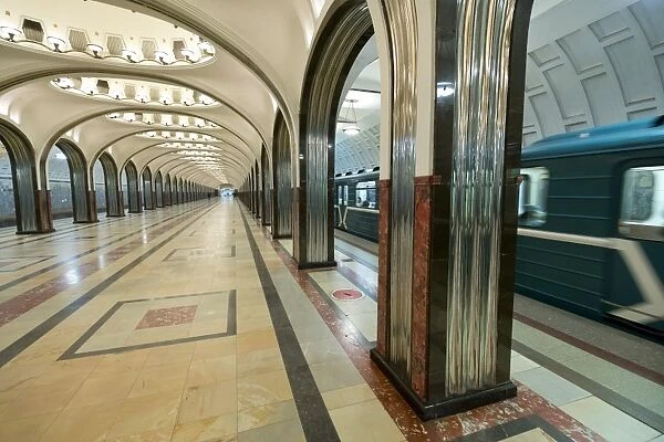 Interior of a Moscow Subway Station, Moscow, Russia, Europe