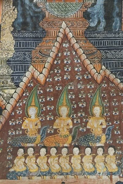 Interior murals, Wat Pak Huak, Luang Prabang, Laos, Indochina, Southeast Asia, Asia