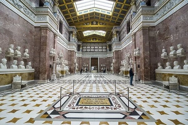 Interior of the Neo-classical Walhalla hall of fame on the Danube. Bavaria, Germany