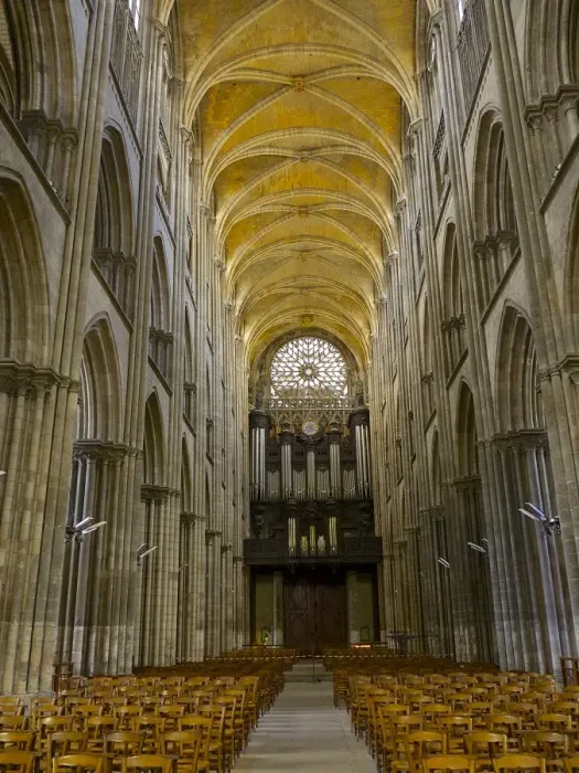 Framed Print : Interior of Notre Dame cathedral, built between 12th and 15th century, Rouen, Normandy, France, Europe