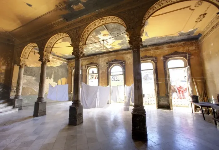 Framed Print : Interior of a once ornate and grand apartment building, now in a state of disrepair Framed Print : Interior of a once ornate and grand apartment building, now in a state of disrepair
