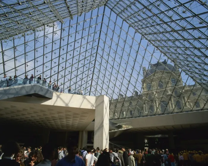 Framed Print : Interior of the Pyramide du Louvre, Musee du Lourve, Paris, France, Europe Framed Print : Interior of the Pyramide du Louvre, Musee du Lourve, Paris, France, Europe