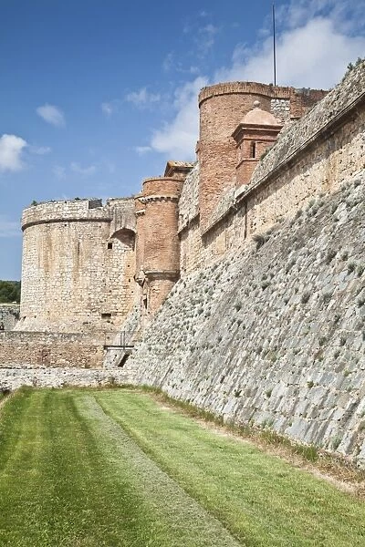 Interior ramparts of Salses-le-Chateau in Languedoc-Roussillon, France, Europe