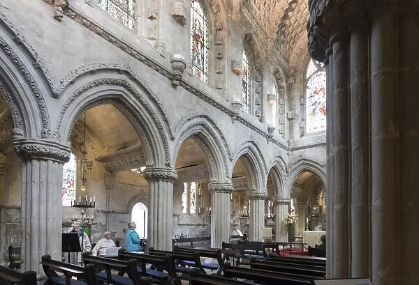 Interior, Rosslyn Chapel, Roslin, Midlothian, Scotland, United Kingdom, Europe
