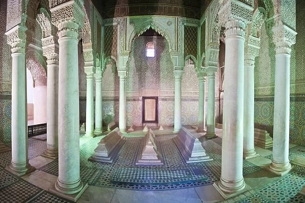 Interior of the Saadien Tombs, Marrakech, Morocco, North Africa, Africa