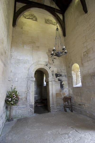 Interior of the Saxon Church of St. Lawrence built between 705 and 921AD, Bradford on Avon, Wiltshire, England, United Kingdom, Europe