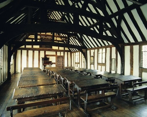 Interior of schoolroom where William Shakespeare was educated, Stratford-upon-Avon