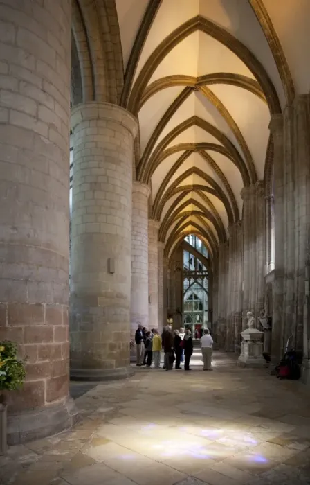 Framed Print : Interior of south nave aisle of Gloucester Cathedral, looking east, Gloucester Framed Print : Interior of south nave aisle of Gloucester Cathedral, looking east, Gloucester