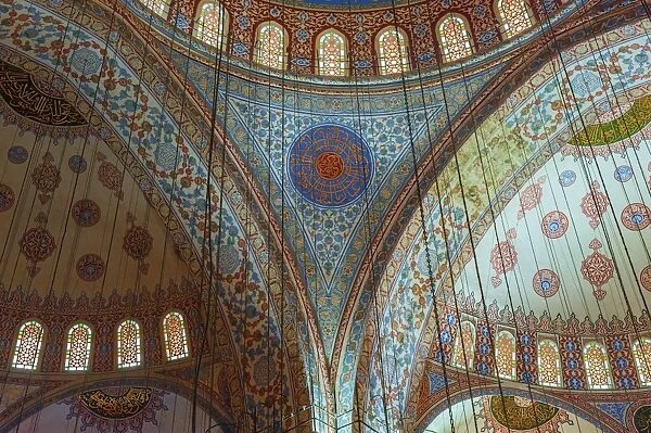 Interior, Sultan Ahmet Mosque (Blue Mosque), Istanbul, Turkey, Europe