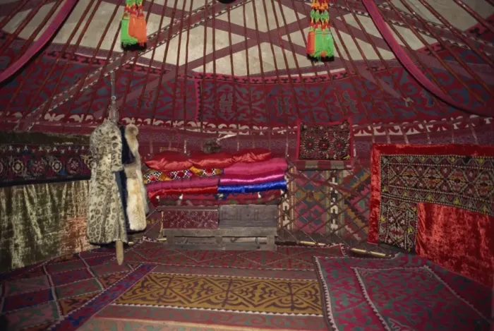 Framed Print : Interior of a traditional yurt, Bishkek, Kyrgyzstan, Central Asia, Asia Framed Print : Interior of a traditional yurt, Bishkek, Kyrgyzstan, Central Asia, Asia