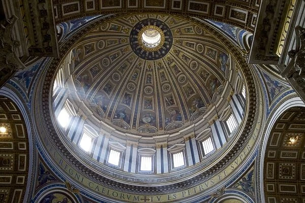 Interior view of the dome of St. Peters Basilica, Vatican, Rome, Lazio, Italy, Europe