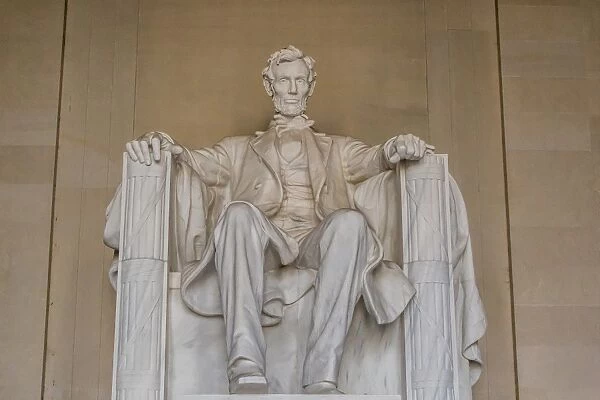 Interior view of the Lincoln statue in the Lincoln Memorial, Washington D. C. United States of America, North America