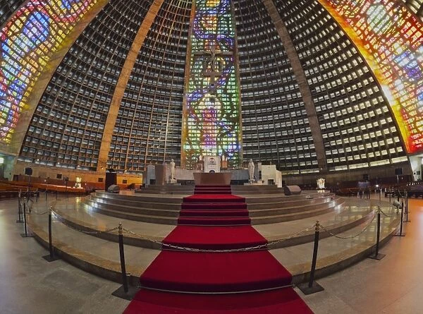 Interior view of the Metropolitan Cathedral of Saint Sebastian, Rio de Janeiro, Brazil