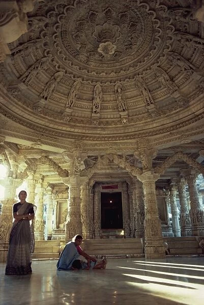 Interior of Vimal Vasahi Temple, built in 1031 dedicated to the first Jain saint