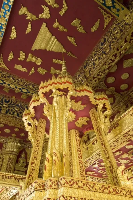 Framed Print : Interior, Wat Sen, Luang Prabang, Laos, Indochina, Southeast Asia, Asia