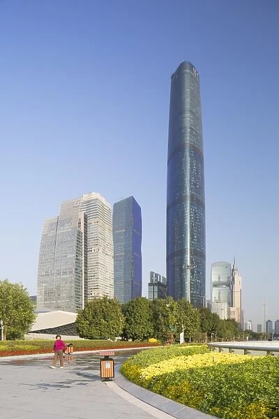International Finance Centre and skyscrapers in Zhujiang New Town, Tian He, Guangzhou, Guangdong, China, Asia