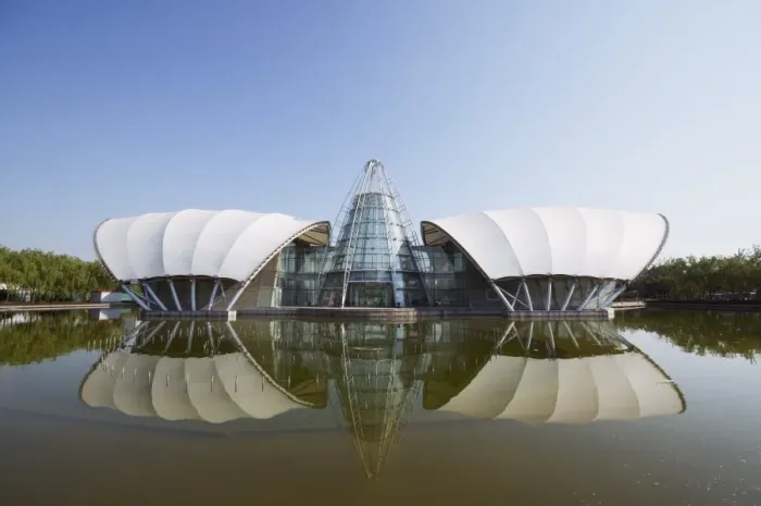 Framed Print : International Sculpture Park exhibition hall, Beijing, China, Asia