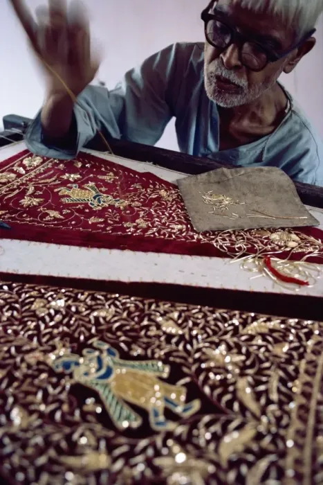 Framed Print : Intricate embroidery work, India, Asia Framed Print : Intricate embroidery work, India, Asia