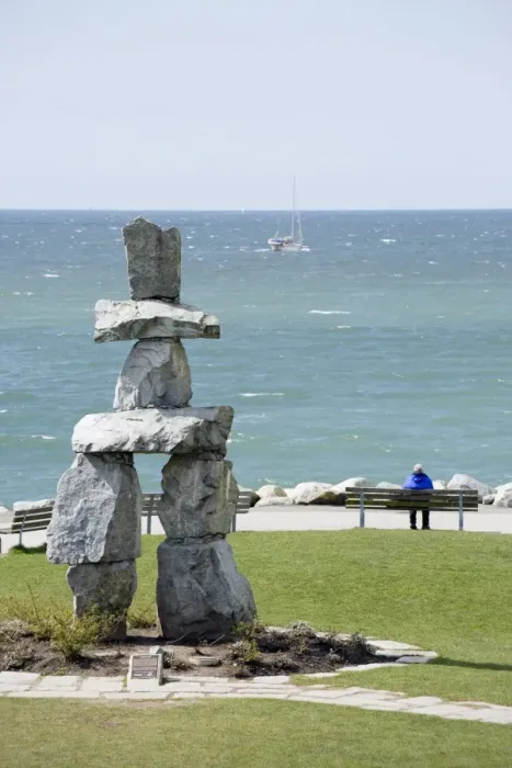 Framed Print : Inukshuk at Stanley Park, Vancouver, British Columbia, Canada, North America