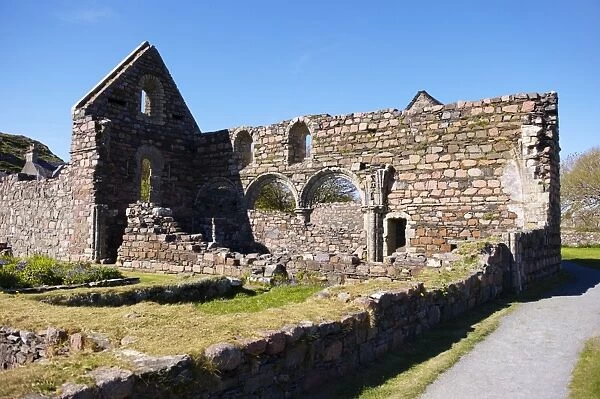 Iona Nunnery, nave arcades in the nunnery church, Iona, Inner Hebrides