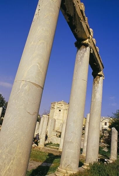 Ionic columns of east Propylon and Tower of the Winds