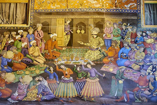 Iran, Isfahan, Chehel Sotun palace, The Great hall or Throne hall painting, the reception