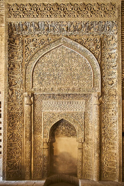 Iran, Isfahan, Friday mosque, world heritage of the UNESCO, stucco mihrab with Quranic