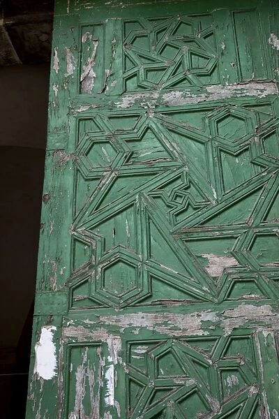 Islamic design and architecture on old green door, Jerusalem, Israel, Middle East