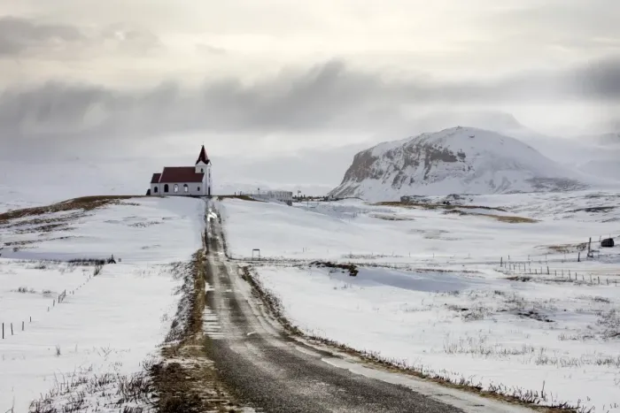 Framed Print : Isolated church (Ingjaldscholskirkja) in winter near Rif on the Snaefellsnes Peninsula Framed Print : Isolated church (Ingjaldscholskirkja) in winter near Rif on the Snaefellsnes Peninsula