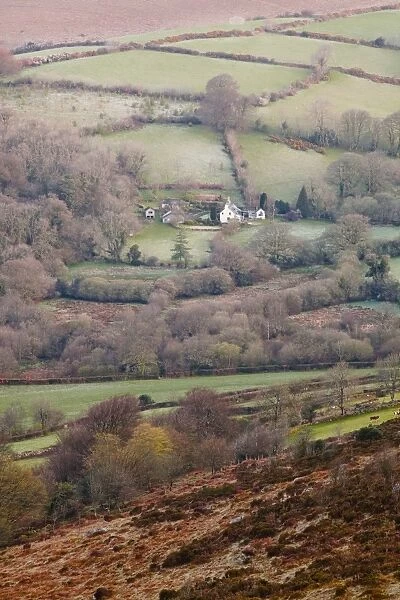 An isolated farmhouse in Dartmoor National Park, Devon, England, United Kingdom, Europe