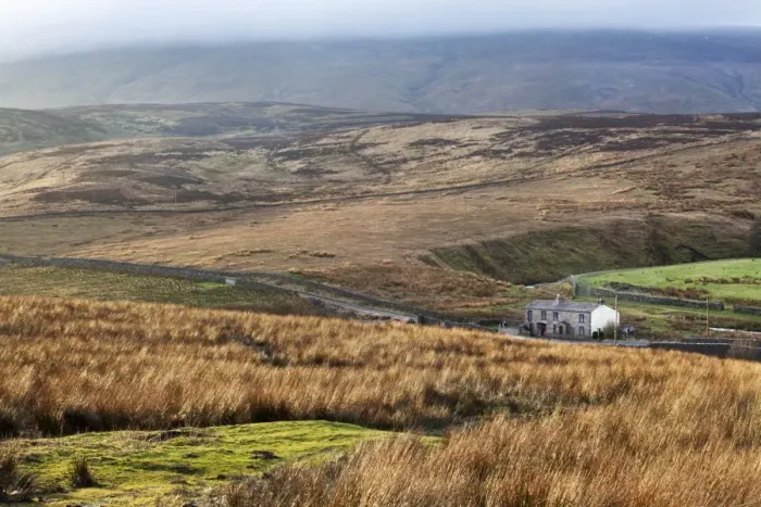 Framed Print : Isolated house by the road in Garsdale below Baugh Fell, Yorkshire Dales, Cumbria, England, United Kingdom, Europe Framed Print : Isolated house by the road in Garsdale below Baugh Fell, Yorkshire Dales, Cumbria, England, United Kingdom, Europe