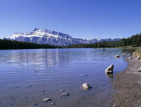 Two Jack Lake with Mount Rundle beyond, Banff National Park, UNESCO World Heritage Site
