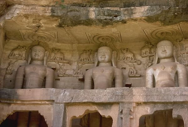 Jain rock sculptures, Gwalior, Madhya Pradesh state, India, Asia