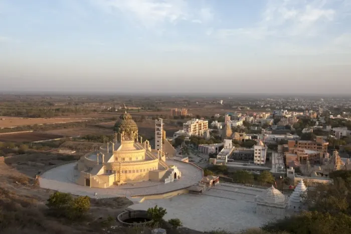 Framed Print : Jain temple, newly constructed, at the foot of Shatrunjaya Hill, in the early morning sunshine Framed Print : Jain temple, newly constructed, at the foot of Shatrunjaya Hill, in the early morning sunshine